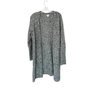 J.Crew Long Cardigan Gray‎ Knit Soft Cozy Open Front Duster Wool Blend Large